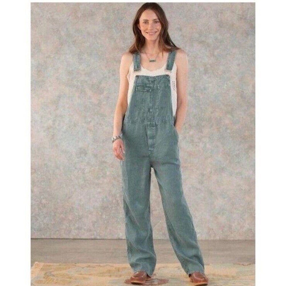 Sundance Hannah Overall L green linen jumper preppy
